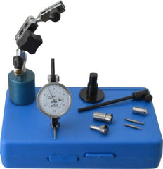 Fowler - 9 Piece, 0" to 0.06" Measuring Range, 1-1/2" Dial Diam, 0-15-0 Dial Reading, Horizontal White Dial Test Indicator Kit - 0.08" Ball Diam, 0.0005" Dial Graduation - Exact Tool & Supply