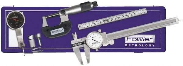 Fowler - 7 Piece, Machinist Caliper and Micrometer Tool Kit - Includes Indicator - Exact Tool & Supply
