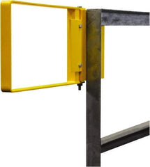 PRO-SAFE - Powder Coated Carbon Steel Self Closing Rail Safety Gate - Fits 19 to 21-1/2" Clear Opening, 1-1/2" Wide x 12" Door Height, Yellow - Exact Tool & Supply