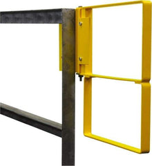 PRO-SAFE - Powder Coated Carbon Steel Self Closing Rail Safety Gate - Fits 28 to 30-1/2" Clear Opening, 1-1/2" Wide x 22" Door Height, Yellow - Exact Tool & Supply