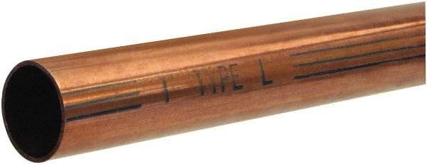 Mueller Industries - 2' Long, 5/8" OD x 1/2" ID, Grade C12200 Copper Water (L) Tube - 0.04" Wall Thickness, 0.285 Ft/Lb - Exact Tool & Supply