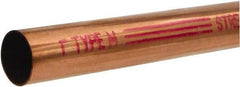 Mueller Industries - 10' Long, 5/8" OD x 0.569" ID, Grade C12200 Copper Water (M) Tube - 0.028" Wall Thickness, 0.204 Ft/Lb - Exact Tool & Supply