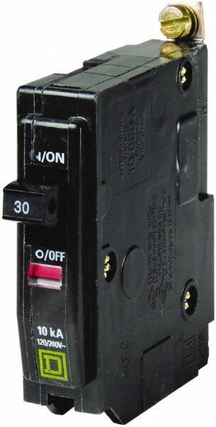 Square D - 30 Amp, 240 VAC, 1 Pole, Bolt On Miniature Circuit Breaker - 14-8 AWG - Exact Tool & Supply