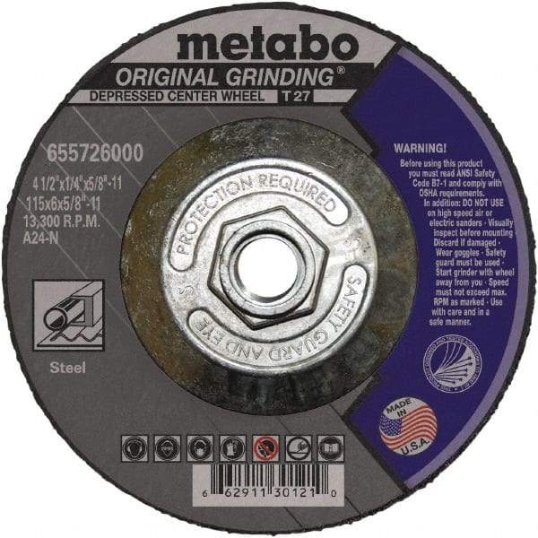 Metabo - Depressed-Center Wheels Wheel Diameter (Inch): 4 Wheel Thickness (Decimal Inch): 0.0400 - Exact Tool & Supply