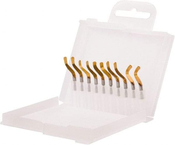 Shaviv - 12 Piece Hand Deburring Tool Set - B Blade Holder, B10P, B11P, B20P, B30P Blades, For Hole Edge, Straight Edge - Exact Tool & Supply