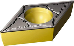 Sandvik Coromant - DCMT32.53 MM Grade 2220 Carbide Turning Insert - TiCN/AI2O3/TiN Finish, 55° Diamond, 3/8" Inscr Circle, 5/32" Thick, 3/64" Corner Radius - Exact Tool & Supply