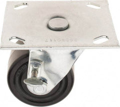 E.R. Wagner - 3" Diam x 1-3/4" Wide x 3-7/8" OAH Top Plate Mount Swivel Caster with Brake - Phenolic, 500 Lb Capacity, Roller Bearing, 3-3/4 x 4-5/8" Plate - Exact Tool & Supply