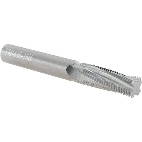 Scientific Cutting Tools - 3/4-16 UNF, 0.495" Cutting Diam, 4 Flute, Solid Carbide Helical Flute Thread Mill - Internal Thread, 1.338" LOC, 4" OAL, 1/2" Shank Diam - Exact Tool & Supply