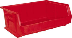 Durham - 14-5/8" Deep, Red Plastic Hang and Stack Bins - 7" High x 16-3/4" Wide x 14-5/8" Long - Exact Tool & Supply
