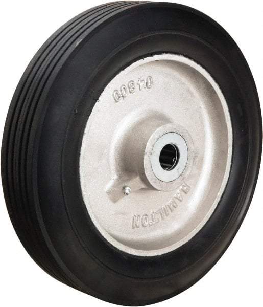 Hamilton - 16 Inch Diameter x 4 Inch Wide, Rubber on Aluminum Caster Wheel - 1,200 Lb. Capacity, 4-1/4 Inch Hub Length, 1-1/4 Inch Axle Diameter, Straight Roller Bearing - Exact Tool & Supply
