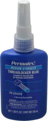 Permatex - 50 mL Bottle, Blue, Medium Strength Liquid Threadlocker - Series 242, 24 hr Full Cure Time, Hand Tool Removal - Exact Tool & Supply