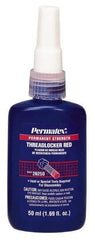 Permatex - 50 mL Bottle, Red, High Strength Liquid Threadlocker - Series 262, 24 hr Full Cure Time, Hand Tool, Heat Removal - Exact Tool & Supply