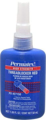 Permatex - 50 mL Bottle, Red, High Strength Liquid Threadlocker - Series 271, 24 hr Full Cure Time, Hand Tool, Heat Removal - Exact Tool & Supply