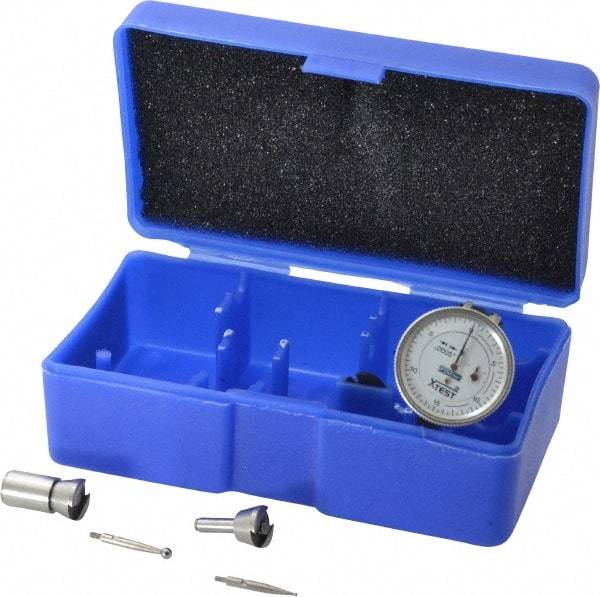 Fowler - 0.06 Inch Range, 0.0005 Inch Dial Graduation, Vertical Dial Test Indicator - 1 Inch White Dial, 0-15-0 Dial Reading - Exact Tool & Supply
