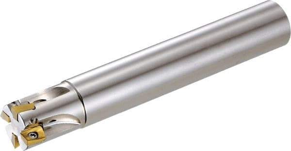 Kyocera - 1-1/4" Cut Diam, 6mm Max Depth of Cut, 1-1/4" Shank Diam, 5" OAL, Indexable Square Shoulder End Mill - BDMT0703... Inserts, Cylindrical Shank, 90° Lead Angle, Through Coolant, Series MECX - Exact Tool & Supply