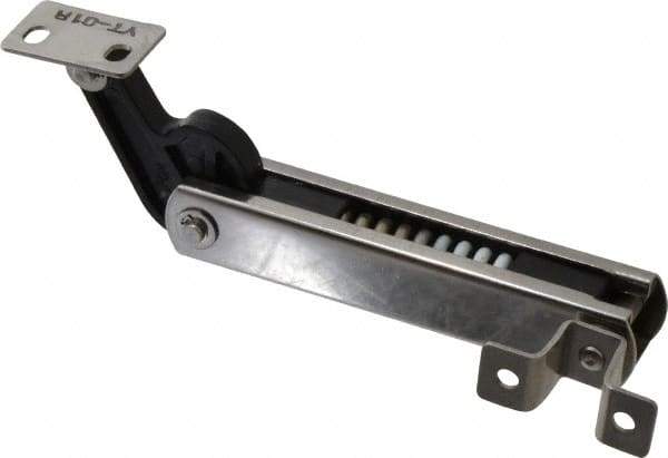 Sugatsune - 136mm OAL x 37mm Wide, 30 Lb Capacity, Spring Loaded Soft Down Lid Stay - Right Side, 4.7mm Mounting Hole Diam, 70° Max Opening, Polished 304 Stainless Steel & Polyacetal - Exact Tool & Supply