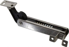 Sugatsune - 136mm OAL x 37mm Wide, 30 Lb Capacity, Spring Loaded Soft Down Lid Stay - Right Side, 4.7mm Mounting Hole Diam, 70° Max Opening, Polished 304 Stainless Steel & Polyacetal - Exact Tool & Supply