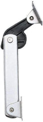 Sugatsune - 136mm OAL x 37mm Wide, 40 Lb Capacity, Spring Loaded Hard Down Lid Stay - Back Panel, 4.7mm Mounting Hole Diam, 70° Max Opening, Polished 304 Stainless Steel & Polyacetal - Exact Tool & Supply