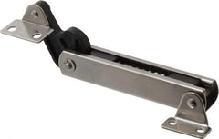 Sugatsune - 136mm OAL x 37mm Wide, 30 Lb Capacity, Spring Loaded Soft Down Lid Stay - Back Panel, 4.7mm Mounting Hole Diam, 70° Max Opening, Polished 304 Stainless Steel & Polyacetal - Exact Tool & Supply