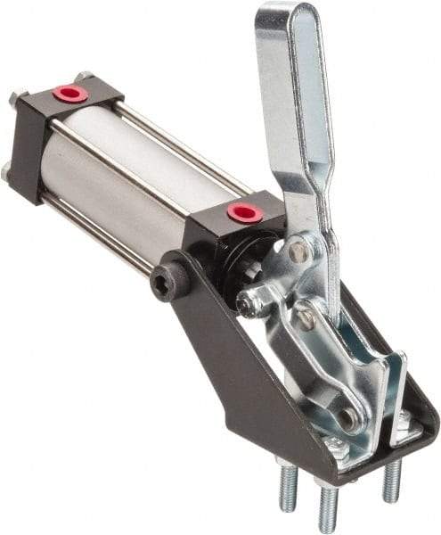 Gibraltar - 350 Lb Inner Hold Capacity, Vert Mount, Air Power Hold-Down Toggle Clamp - 1/8 NPT Port, 92° Bar Opening, 1.38" Height Under Bar - Exact Tool & Supply