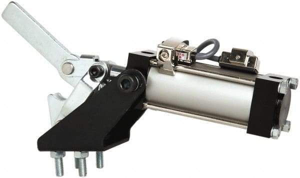 Gibraltar - 500 Lb Inner Hold Capacity, Vert Mount, Air Power Hold-Down Toggle Clamp - 1/8 NPT Port, 92° Bar Opening, 1.38" Height Under Bar - Exact Tool & Supply