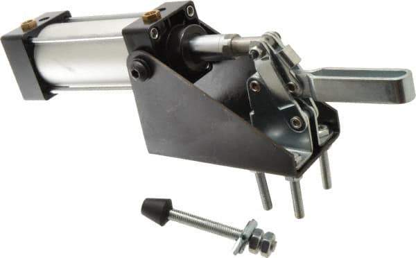 Gibraltar - 600 Lb Inner Hold Capacity, Vert Mount, Air Power Hold-Down Toggle Clamp - 1/8 NPT Port, 95° Bar Opening, 1.81" Height Under Bar - Exact Tool & Supply