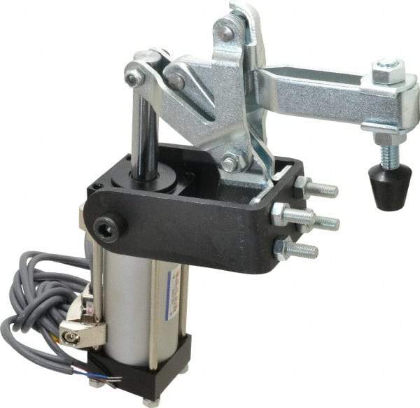 Gibraltar - 375 Lb Inner Hold Capacity, Horiz Mount, Air Power Hold-Down Toggle Clamp - 1/8 NPT Port, 95° Bar Opening, 2.76" Height Under Bar - Exact Tool & Supply