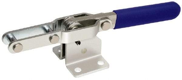 Gibraltar - 450 Lb Capacity, Horizontal, U-Bar, Flanged Base, Stainless Steel Pull Action Latch Clamp - 4" Drawing Movement, 8.33" OAL, Straight Handle - Exact Tool & Supply