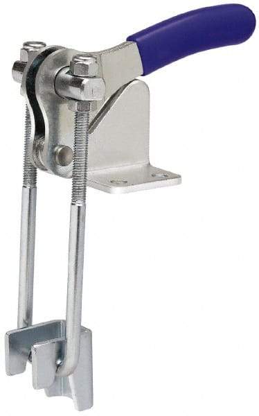 Gibraltar - 2,000 Lb Capacity, Vertical, U Hook, Flanged Base, Carbon Steel Pull Action Latch Clamp - 2-1/2" Drawing Movement, 5.35" OAL, Straight Handle - Exact Tool & Supply