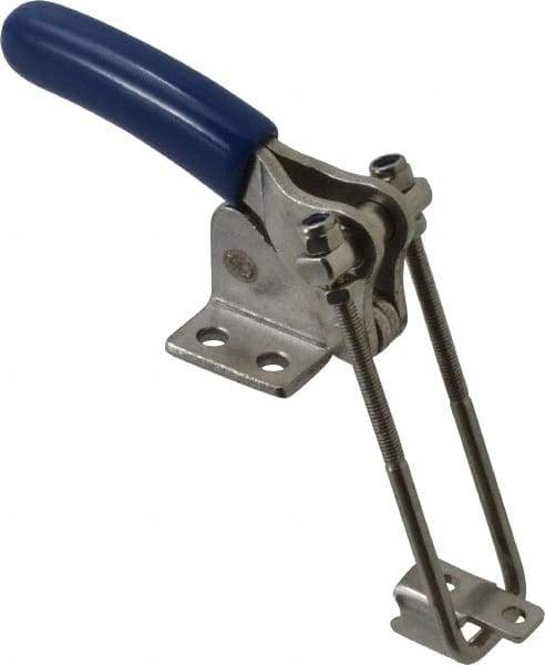 Gibraltar - 500 Lb Capacity, Vertical, U Hook, Flanged Base, Stainless Steel Pull Action Latch Clamp - 1.53" Drawing Movement, 3.35" OAL, Straight Handle - Exact Tool & Supply