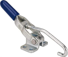 Gibraltar - 200 Lb Capacity, Horizontal, J Hook, Flanged Base, Carbon Steel Pull Action Latch Clamp - 2.35" Drawing Movement, 6.01" OAL, Straight Handle - Exact Tool & Supply