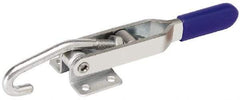 Gibraltar - 200 Lb Capacity, Horizontal, J Hook, Flanged Base, Stainless Steel Pull Action Latch Clamp - 2.35" Drawing Movement, 6.01" OAL, Straight Handle - Exact Tool & Supply