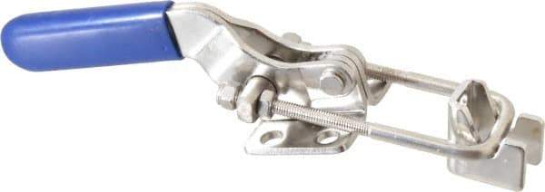 Gibraltar - 700 Lb Capacity, Horizontal, U Hook, Flanged Base, Stainless Steel Pull Action Latch Clamp - 1-3/4" Drawing Movement, 5.97" OAL, Whale Tail Handle - Exact Tool & Supply