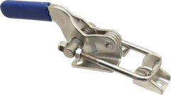 Gibraltar - 2,000 Lb Capacity, Horizontal, U Hook, Flanged Base, Stainless Steel Pull Action Latch Clamp - 2-1/2" Drawing Movement, 7-1/2" OAL, Whale Tail Handle - Exact Tool & Supply