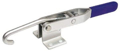 Gibraltar - 375 Lb Capacity, Horizontal, J Hook, Flanged Base, Carbon Steel Pull Action Latch Clamp - 4" Drawing Movement, 8.56" OAL, Straight Handle - Exact Tool & Supply