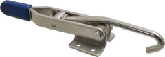 Gibraltar - 450 Lb Capacity, Horizontal, J Hook, Flanged Base, Stainless Steel Pull Action Latch Clamp - 4" Drawing Movement, 8.82" OAL, Straight Handle - Exact Tool & Supply