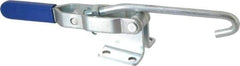 Gibraltar - 750 Lb Capacity, Horizontal, J Hook, Flanged Base, Carbon Steel Pull Action Latch Clamp - 5.38" Drawing Movement, 12" OAL, Straight Handle - Exact Tool & Supply
