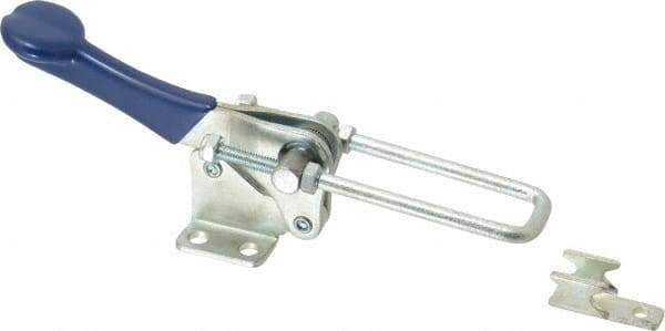 Gibraltar - 1,000 Lb Capacity, Vertical, U Hook, Flanged Base, Carbon Steel Pull Action Latch Clamp - 2" Drawing Movement, 4-1/4" OAL, Straight Handle - Exact Tool & Supply