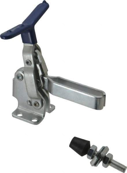 Gibraltar - 375 Lb Holding Capacity, Vertical Handle, Manual Hold Down Toggle Clamp - 62° Handle Movement, 115° Bar Opening, U-Bar, Flanged Base, Carbon Steel - Exact Tool & Supply