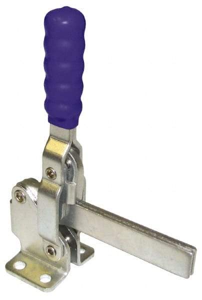 Gibraltar - 750 Lb Holding Capacity, Vertical Handle, Manual Hold Down Toggle Clamp - 58° Handle Movement, 106° Bar Opening, Solid Bar, Flanged Base, Carbon Steel - Exact Tool & Supply