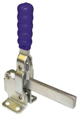 Gibraltar - 750 Lb Holding Capacity, Vertical Handle, Manual Hold Down Toggle Clamp - 58° Handle Movement, 106° Bar Opening, Solid Bar, Flanged Base, Carbon Steel - Exact Tool & Supply