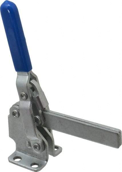 Gibraltar - 475 Lb Holding Capacity, Vertical Handle, Manual Hold Down Toggle Clamp - 62° Handle Movement, 115° Bar Opening, Solid Bar, Flanged Base, Carbon Steel - Exact Tool & Supply