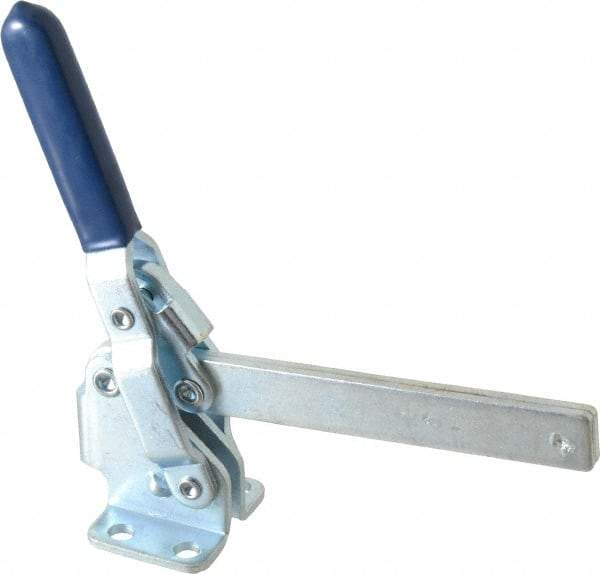 Gibraltar - 450 Lb Holding Capacity, Vertical Handle, Manual Hold Down Toggle Clamp - 62° Handle Movement, 115° Bar Opening, Solid Bar, Flanged Base, Carbon Steel - Exact Tool & Supply