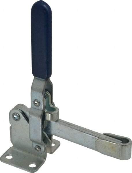 Gibraltar - 750 Lb Holding Capacity, Vertical Handle, Manual Hold Down Toggle Clamp - 58° Handle Movement, 106° Bar Opening, Solid Bar, Flanged Base, Carbon Steel - Exact Tool & Supply