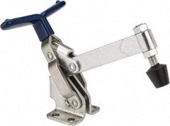 Gibraltar - 475 Lb Holding Capacity, Vertical Handle, Manual Hold Down Toggle Clamp - 62° Handle Movement, 115° Bar Opening, Solid Bar, Flanged Base, Carbon Steel - Exact Tool & Supply
