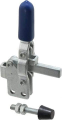 Gibraltar - 200 Lb Holding Capacity, Vertical Handle, Manual Hold Down Toggle Clamp - 64° Handle Movement, 104° Bar Opening, Solid Bar, Straight Base, Carbon Steel - Exact Tool & Supply