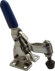 Gibraltar - 125 Lb Holding Capacity, Vertical Handle, Manual Hold Down Toggle Clamp - 55° Handle Movement, 100° Bar Opening, U-Bar, Flanged Base, Electro-Plated Zinc, Stainless Steel - Exact Tool & Supply