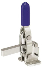Gibraltar - 250 Lb Holding Capacity, Vertical Handle, Manual Hold Down Toggle Clamp - 65° Handle Movement, 105° Bar Opening, Solid Bar, Flanged Base, Electro-Plated Zinc, Stainless Steel - Exact Tool & Supply