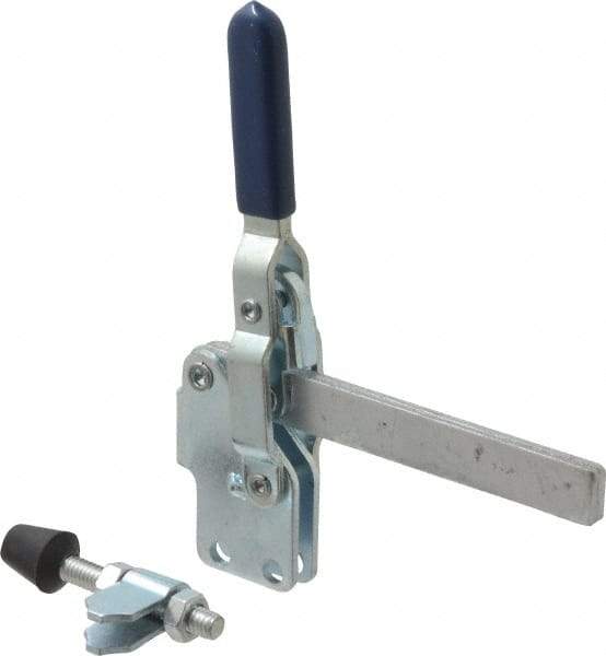 Gibraltar - 450 Lb Holding Capacity, Vertical Handle, Manual Hold Down Toggle Clamp - 57° Handle Movement, 99° Bar Opening, Solid Bar, Straight Base, Electro-Plated Zinc, Carbon Steel - Exact Tool & Supply