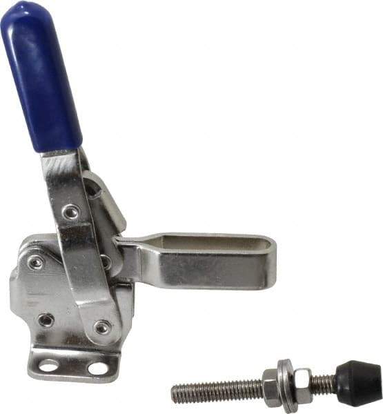 Gibraltar - 450 Lb Holding Capacity, Vertical Handle, Manual Hold Down Toggle Clamp - 57° Handle Movement, 99° Bar Opening, U-Bar, Flanged Base, Electro-Plated Zinc, Stainless Steel - Exact Tool & Supply